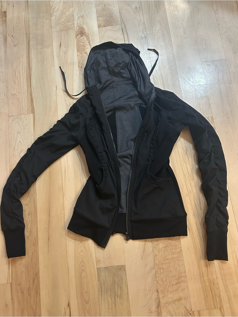 Women's Black Hooded Zip Jacket